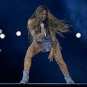 Colombian singer Shakira performs at halftime of the Copa America final soccer match between Argentina and Colombia in Miami Gardens, Fla., Sunday, July 14, 2024. (AP Photo/Julio Cortez)