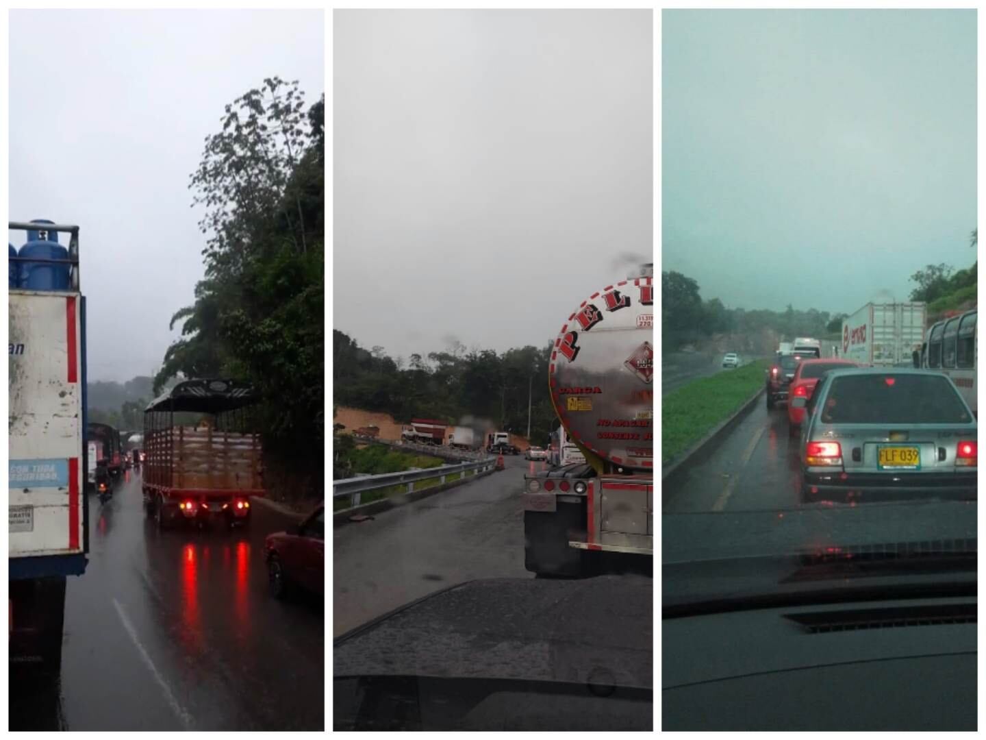 Hay miles de carros represados en este tramo.