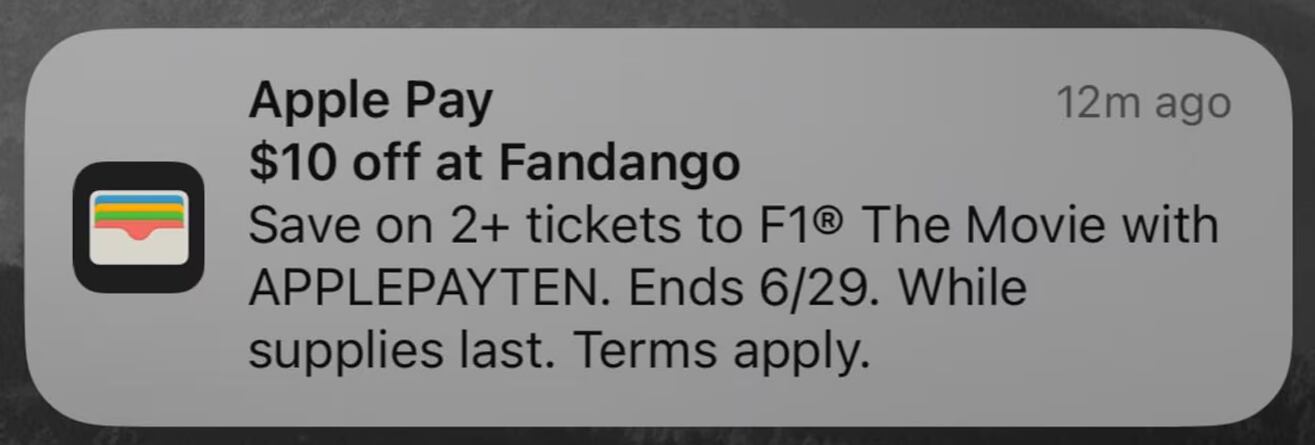 Mensaje F1 desde Wallet