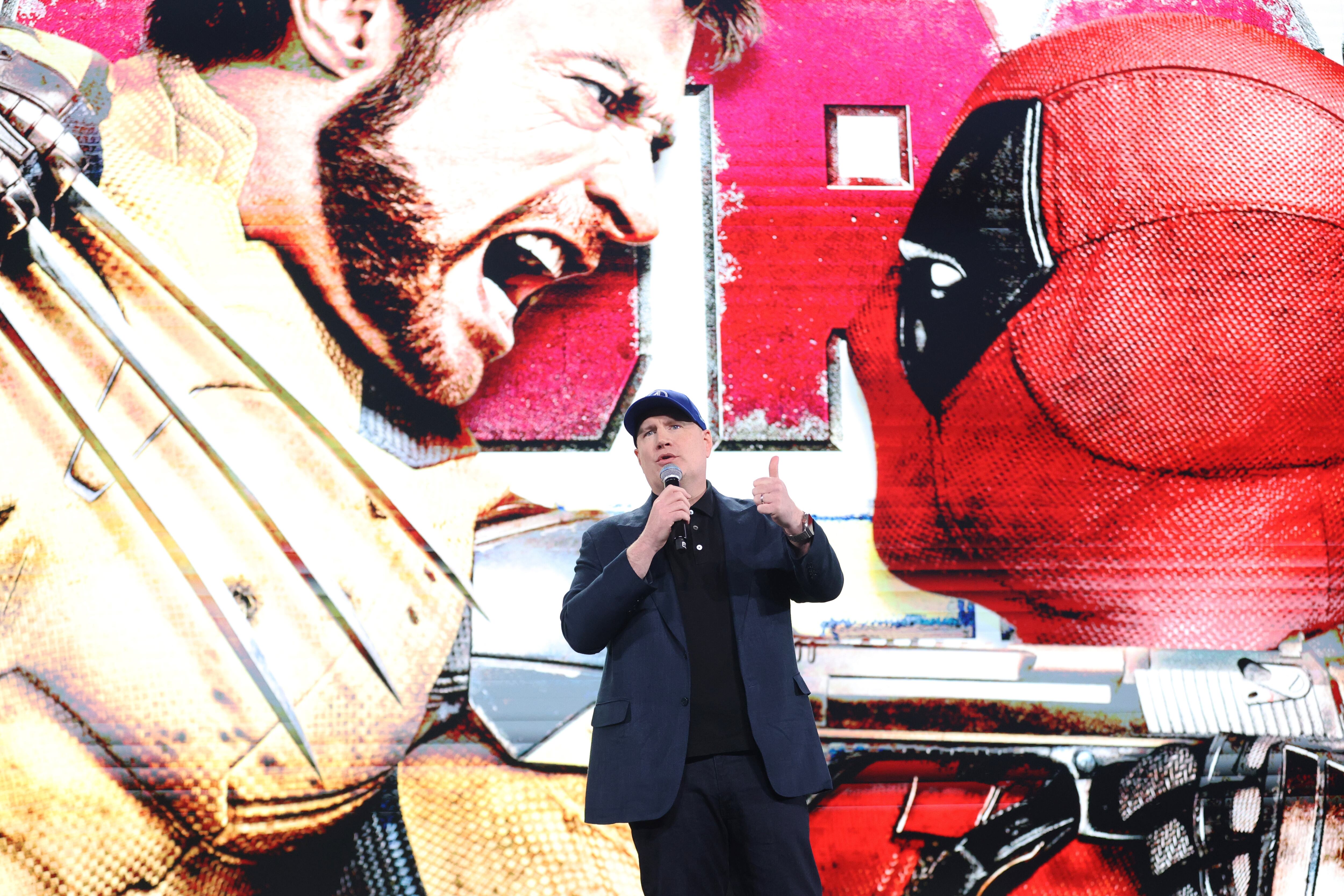 SAO PAULO, BRAZIL - NOVEMBER 09: Kevin Feige, President of Marvel Studios, speaks during Day 2 of the D23 Brazil: A Disney Experience at Transamerica Expo Center on November 09, 2024 in Sao Paulo, Brazil.  (Photo by Ricardo Moreira/Getty Images for Disney)