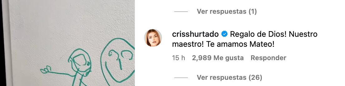 Cristina Hurtado reaccionó al video de su esposo donde reprende a su hijo por dibujar en la pared.