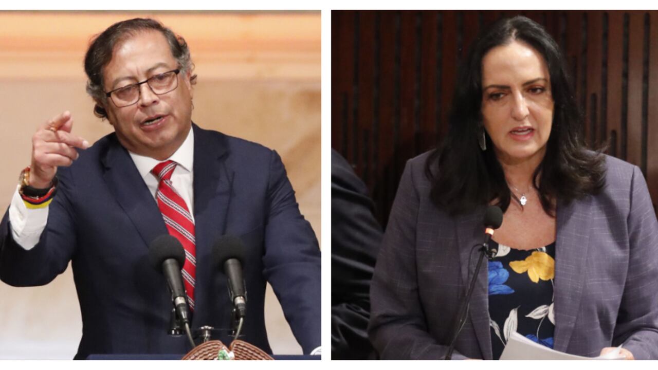 El presidente Gustavo Petro y la senadora María Fernanda Cabal