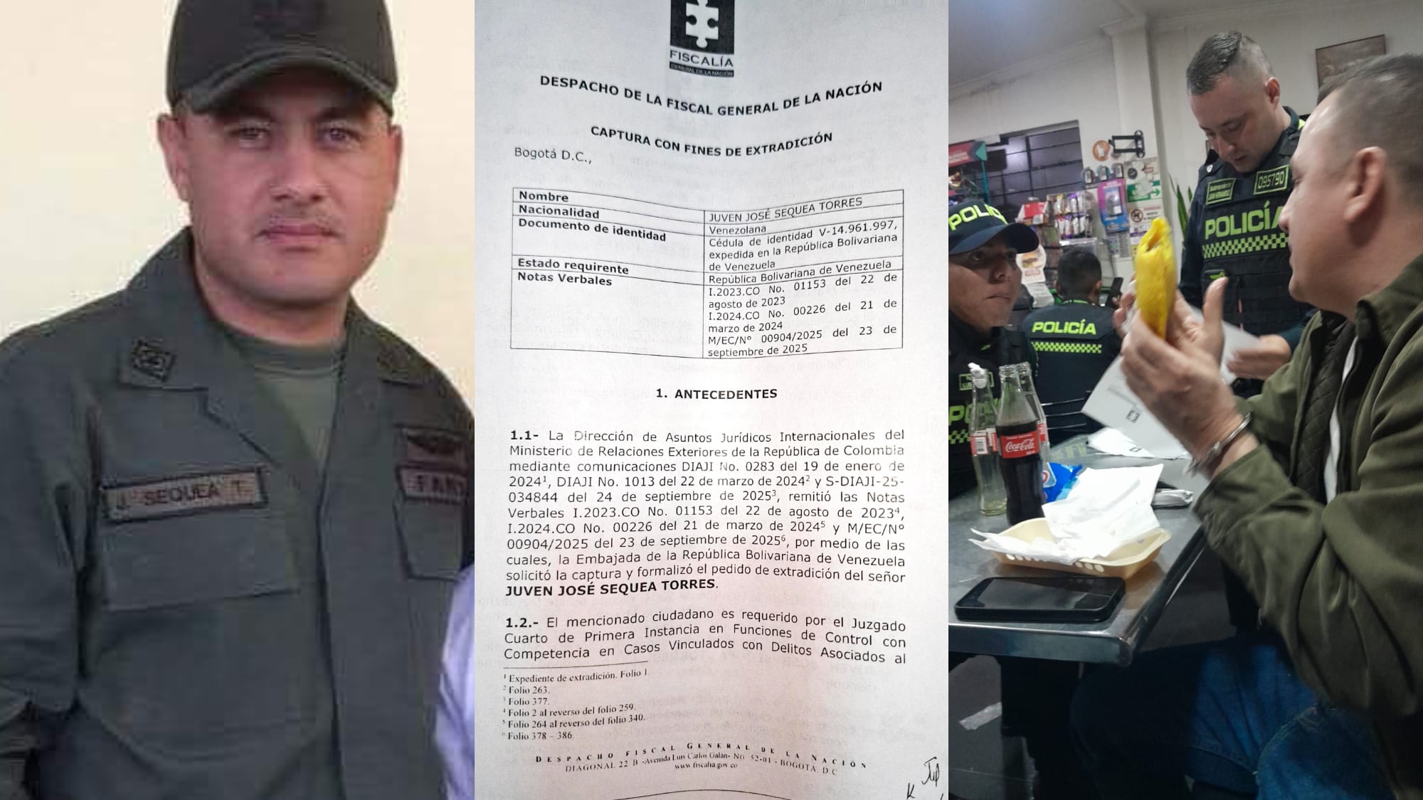 Juven José Sequea, exmilitar venezolano, se encuentra detenido y a la espera de su extradición.