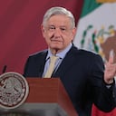 MEXICO CITY, MEXICO - JUNE 10: President of Mexico Andres Manuel Lopez Obrador gestures during his daily morning briefing on June 10, 2020 in Mexico City, Mexico. (Photo by Hector Vivas/Getty Images)
