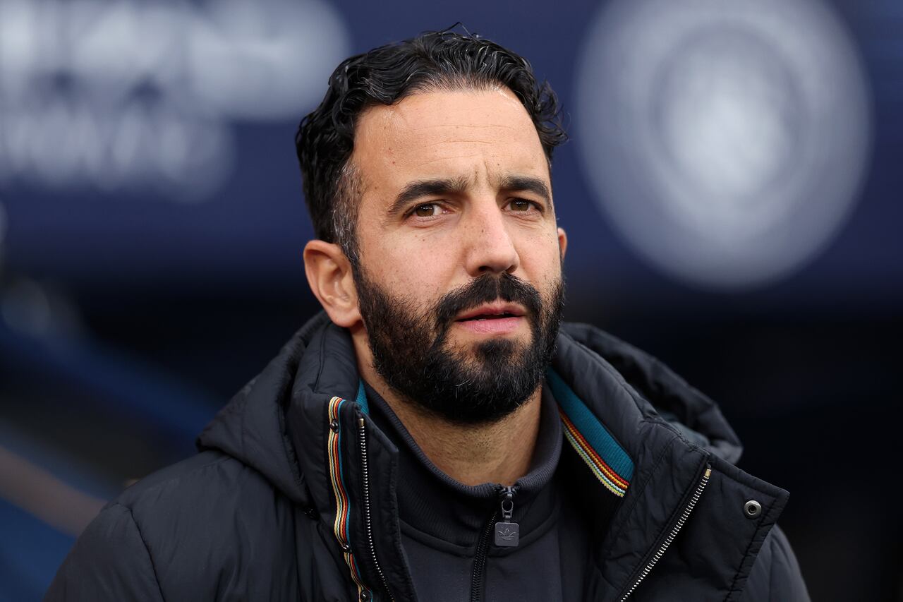 MANCHESTER, ENGLAND - SEPTEMBER 14: Ruben Amorim, manager of Manchester United looks on during the Premier League match between Manchester City and Manchester United at Etihad Stadium on September 14, 2025 in Manchester, England. (Photo by Alex Livesey - Danehouse/Getty Images)