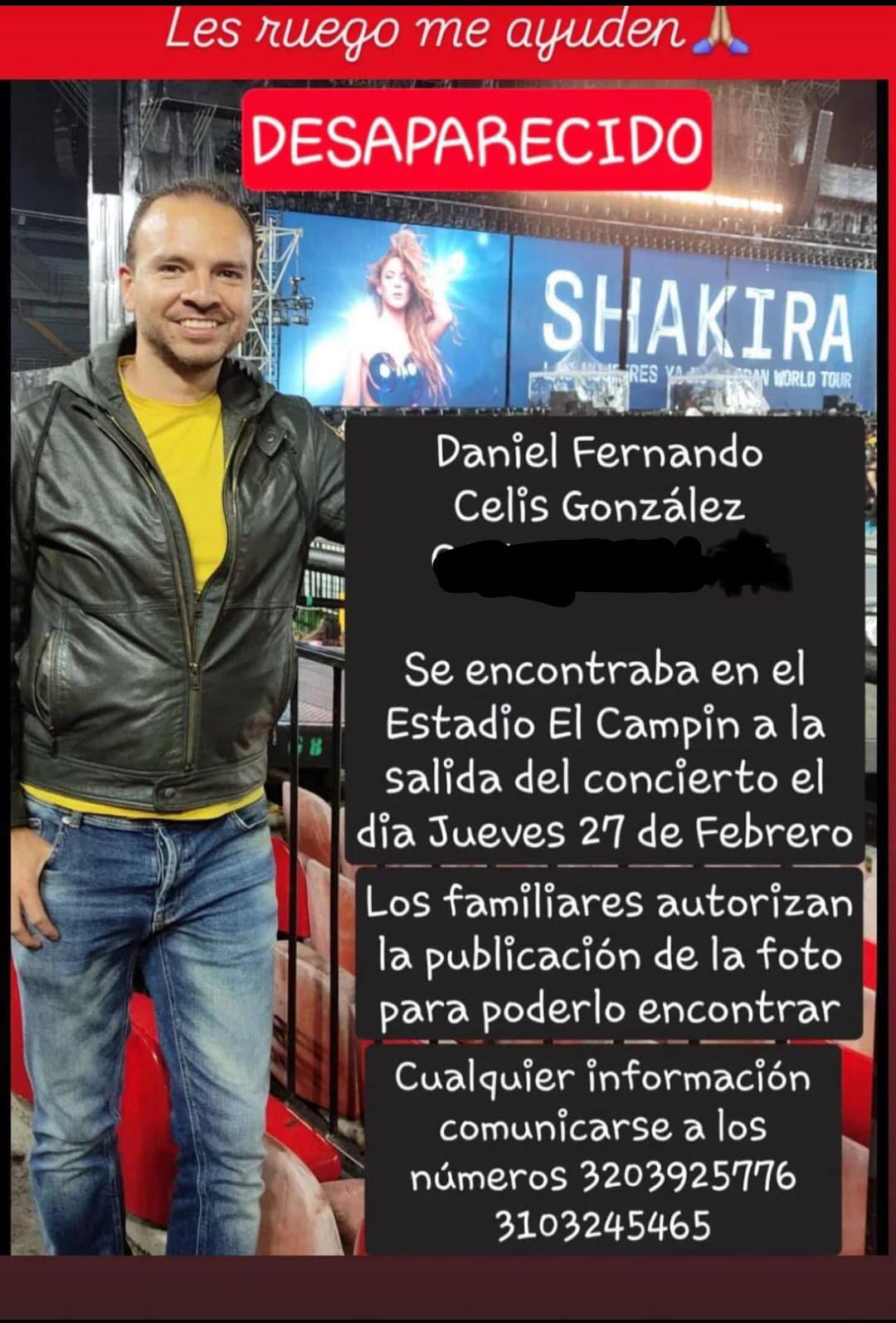 Denuncian la desaparición de dos personas que fueron al concierto de Shakira en Bogotá