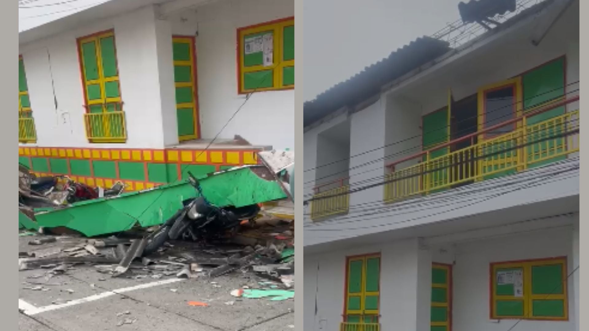 Imágenes de un video publicado recientemente muestran los daños y el deterioro en la infraestructura de algunos inmuebles de Argelia, Valle del Cauca, tras el terremoto.
