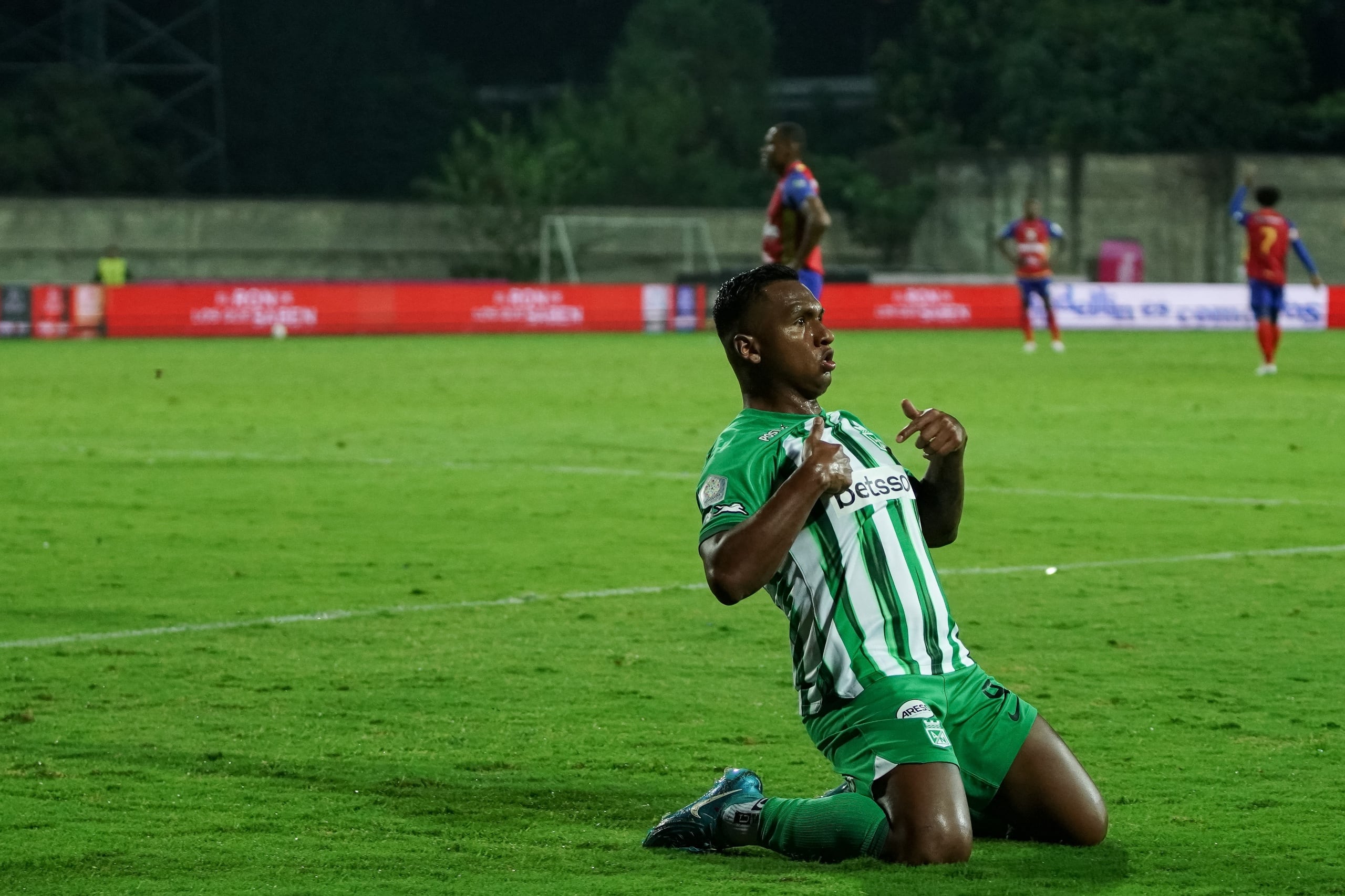 Nacional celebrando uno de los tantos en su triunfo ante Pasto.