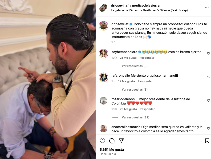 El presidente Petro mientras le aplican las inyecciones en diferentes partes del cuerpo.