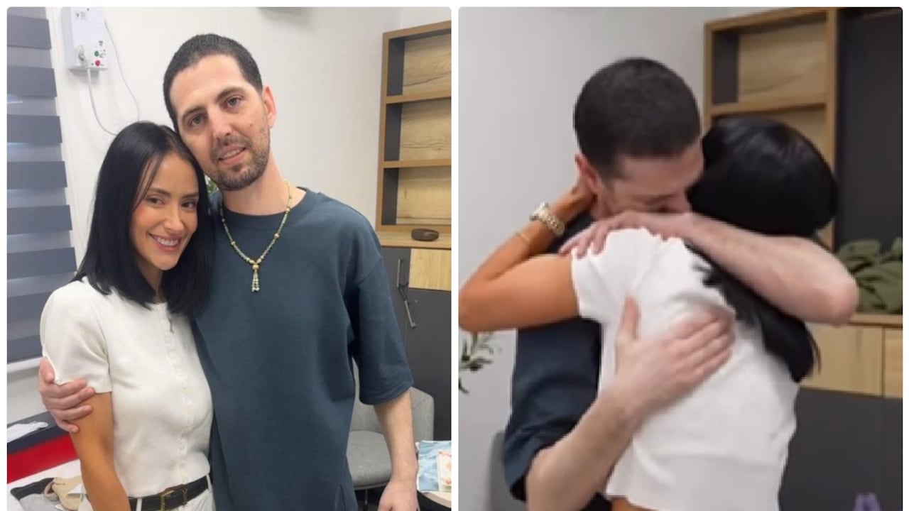 El reencuentro del colombiano Elkana Bohbot con su esposa.