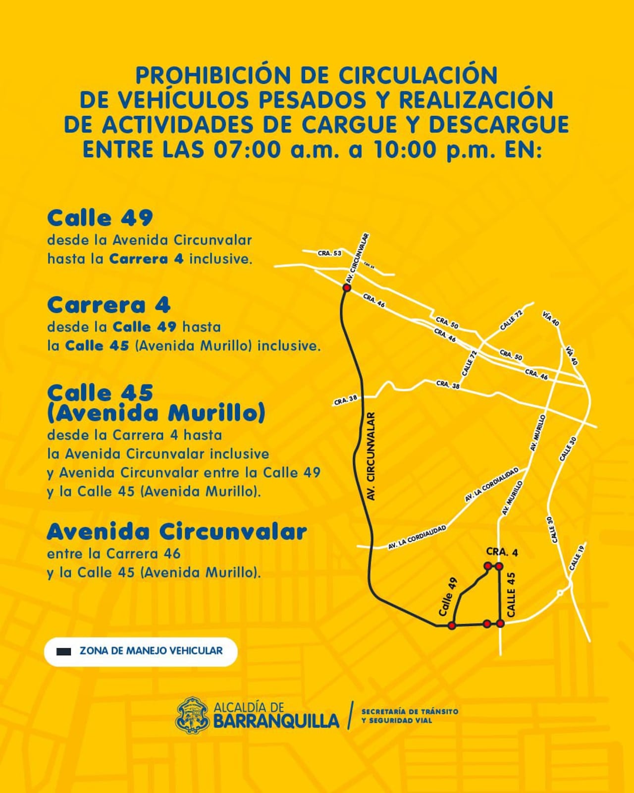 Disposiciones en el tránsito de vehículos en barranquilla por evento de fútbol.