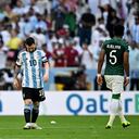 Soccer Football - FIFA World Cup Qatar 2022 - Group C - Argentina v Saudi Arabia - Lusail Stadium, Lusail, Qatar - November 22, 2022 Argentina's Lionel Messi looks dejected after Saudi Arabia's Saleh Al-Shehri scores their first goal REUTERS/Dylan Martinez