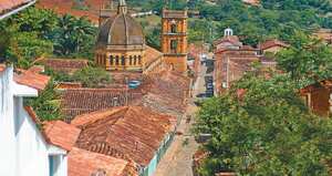 Calles empedradas en Barichara. El pueblo fue declarado Monumento Nacional en 1977.