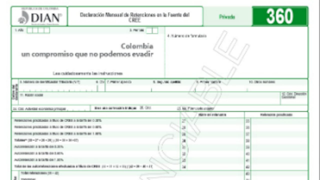 Para pagar este impuesto se deberá utilizar el
Formulario 360 de la Dian.