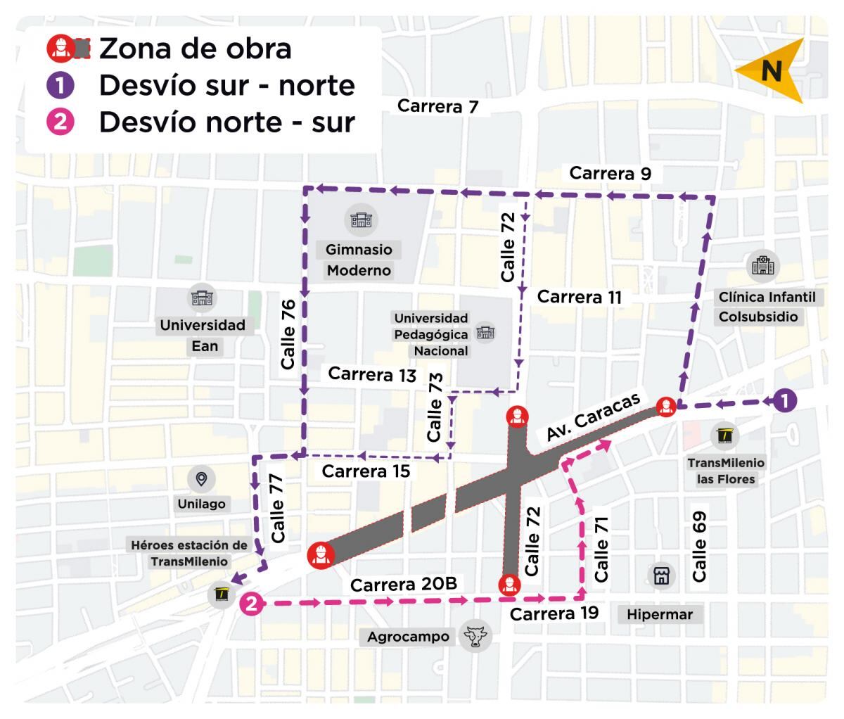 Nuevos cierres en la Avenida Caracas por obras del Metro en Bogotá