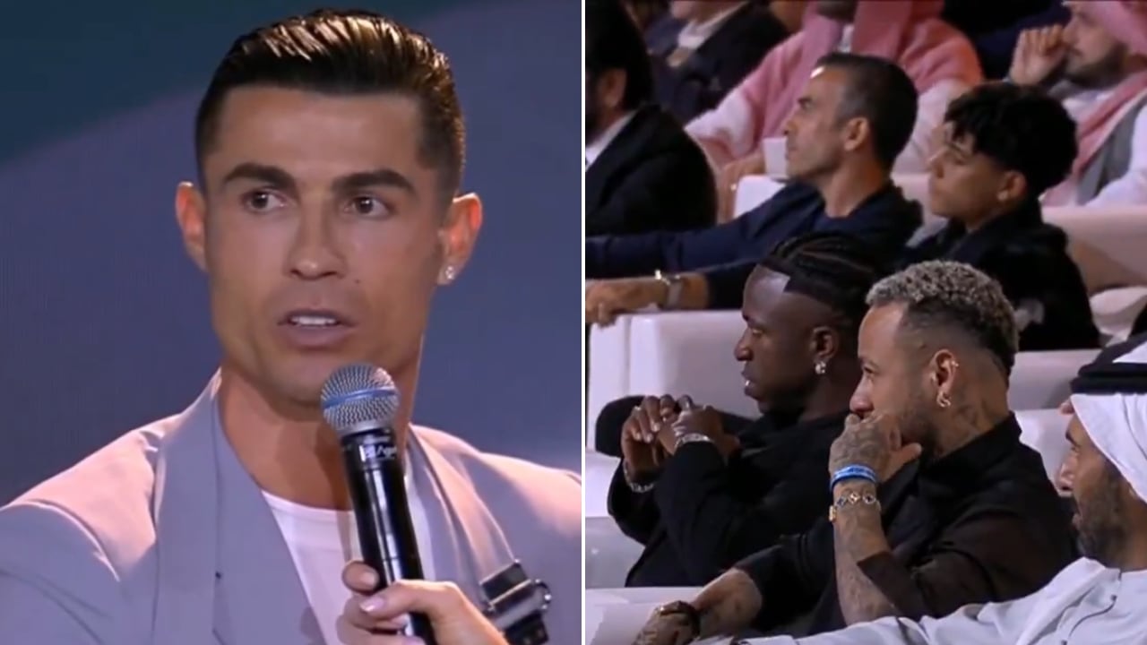 Cristiano Ronaldo salió en defensa de Vinicius en la entrega de los Globe Soccer Awards.