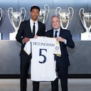 Jude Bellingham en su acto de presentación como jugador del Real Madrid.