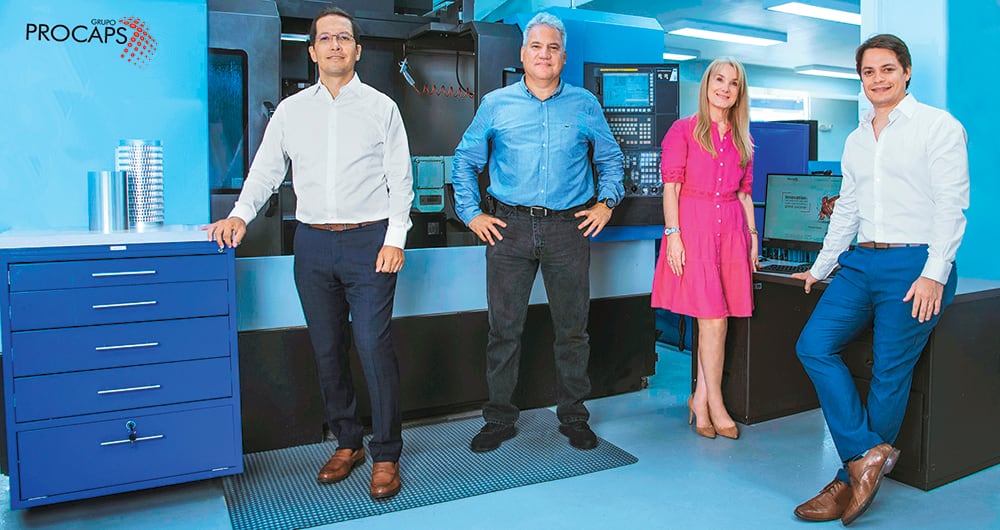 De izquierda a izquierda: Camilo Camacho, presidente del Grupo Procaps; Carlos Salazar, director de Innovación Tecnológica; Marcela Carvajalino, vicepresidenta de Asuntos Corporativos, y Gonzalo Nieto, director ejecutivo del Sistema Corporativo de Gestión de la Innovación.