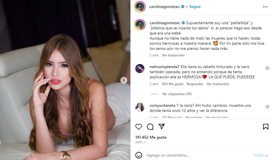 La joven es la actual novia del influencer Yeferson Cossio