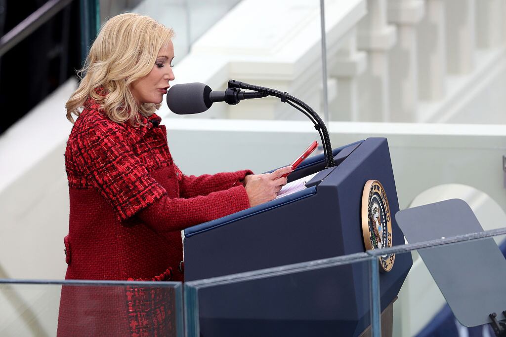 WASHINGTON, DC - JANUARY 20: Pastor Paula White-Cain speaks on the West Front of the U.S. Capitol on January 20, 2017 in Washington, DC. In today's inauguration ceremony Donald J. Trump becomes the 45th president of the United States. (Photo by Joe Raedle/Getty Images)