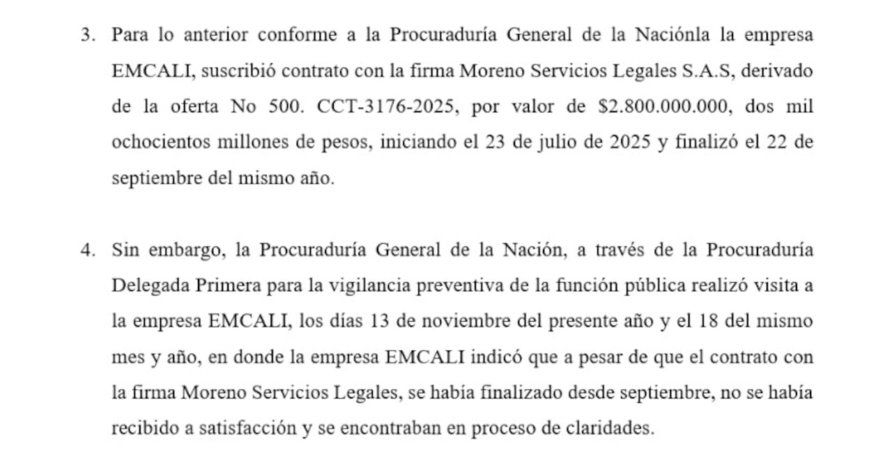 El Plan Maestro de Alumbrado Público, que fue contratado con la firma de abogados Moreno Servicios Legales S.A.S, por valor de 2.800 millones de pesos, no ha sido entregado a satisfacción.