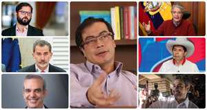 Gustavo Petro y los presidentes que lo acompañarán en su posesión.