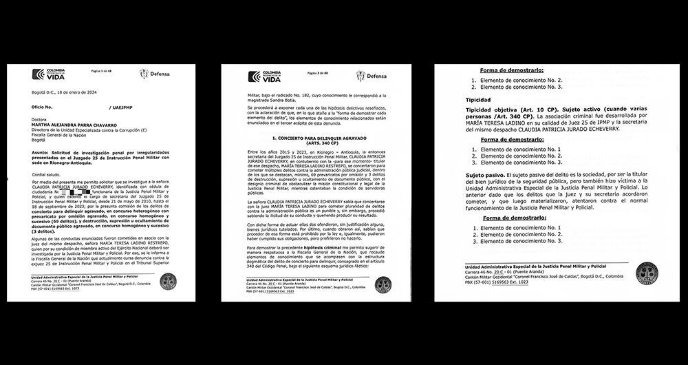 Documentos de la denuncia contra la exjueza.