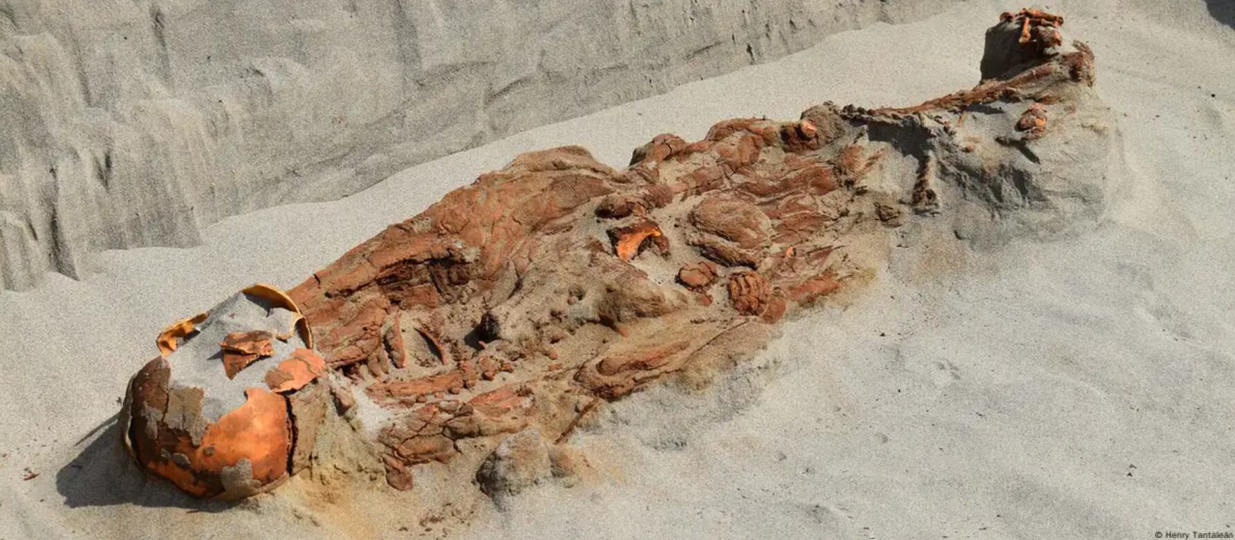 La disposición boca abajo de los cuerpos hallados en Puémape representa un enigma para los arqueólogos.