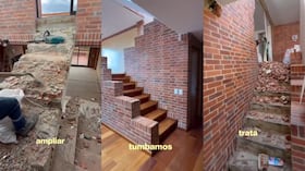 Imágenes de la demolición de las escaleras de Salmona en un apartamento.
