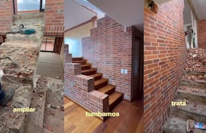Imágenes de la demolición de las escaleras de Salmona en un apartamento.