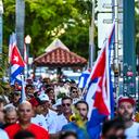 La comunidad cubana en Miami se hizo sentir este lunes conmemorando las protestas de 2021. (Photo by CHANDAN KHANNA / AFP)