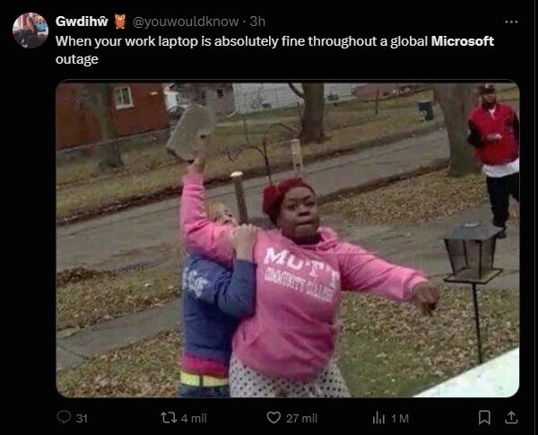 Memes fallo informático mundial.