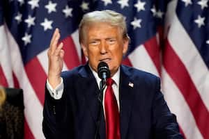 Republican presidential nominee former President Donald Trump speaks at an election night watch party, Wednesday, Nov. 6, 2024, in West Palm Beach, Fla. (AP Photo/Alex Brandon)