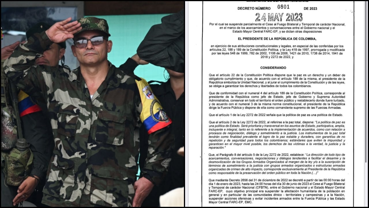Alias Iván Mordisco, disidente de las Farc, y el decreto que ordenó el cese al fuego por parte del Gobierno