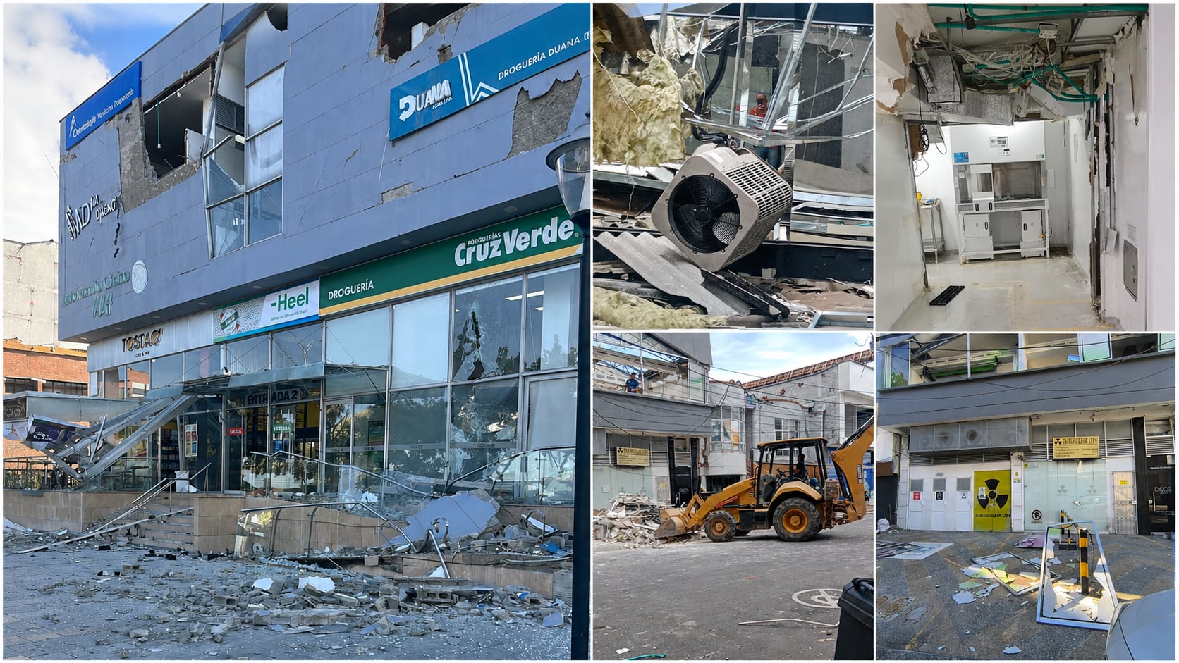 Así quedaron las instalaciones de la empresa Gamanuclear en el Eje Cafetero tras el terremoto del 10 de agosto.