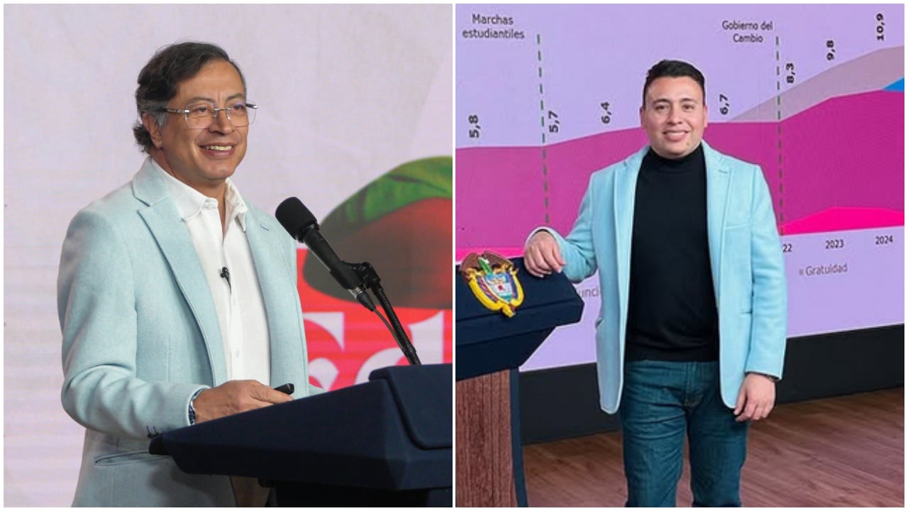 El presidente, Gustavo Petro, y el comunicador social e influencer Celso Tete Crespo, el 2 de septiembre de 2025, en Bogotá