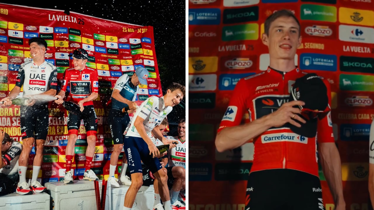 Jonas Vingegaard celebrando La Vuelta a España 2025.