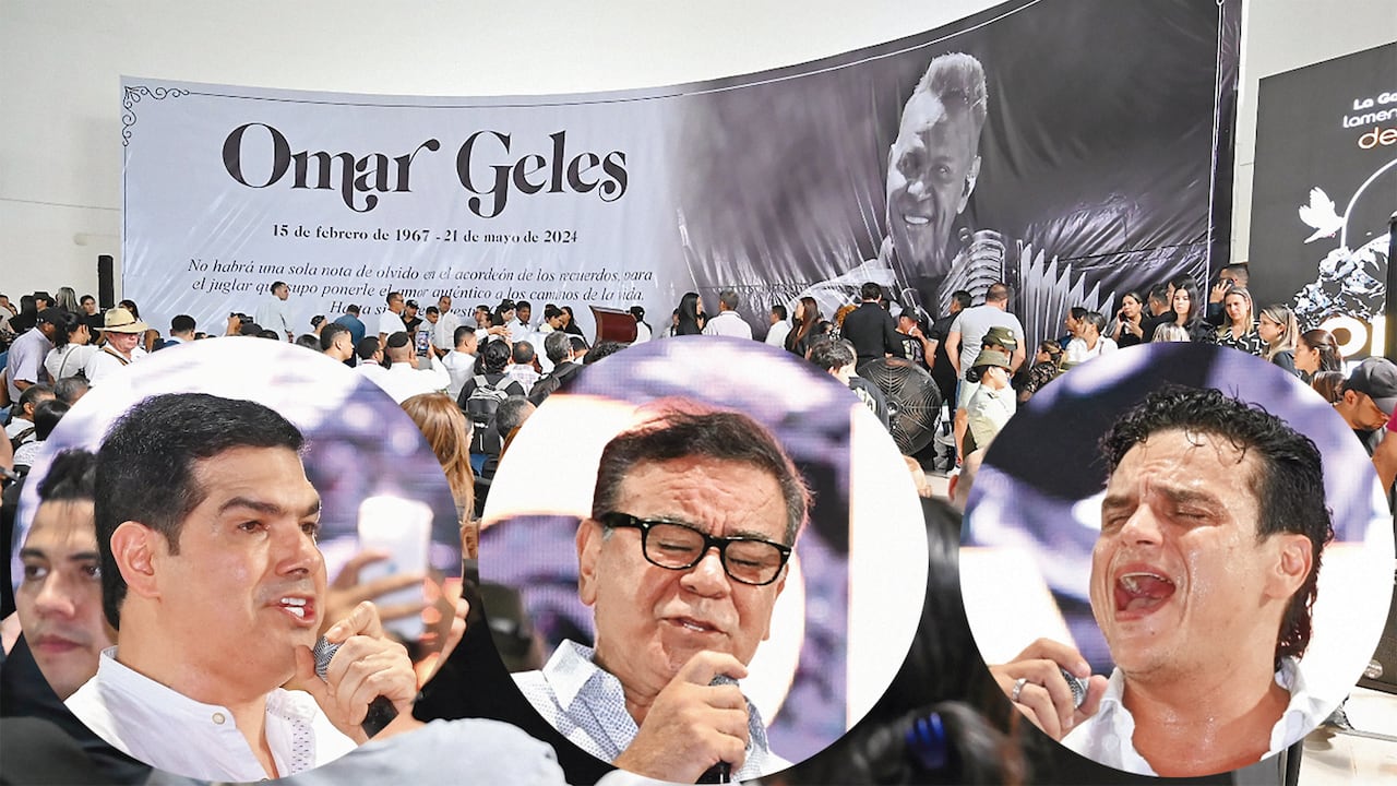 Diversos artistas acompañaron en la despedida de Ómar Geles. En la foto: Peter Manjarrés, Iván Villazón y Silvestre Dangond.