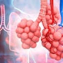 Alvéolos de los pulmones sobre antecedentes médicos. Ilustración 3d