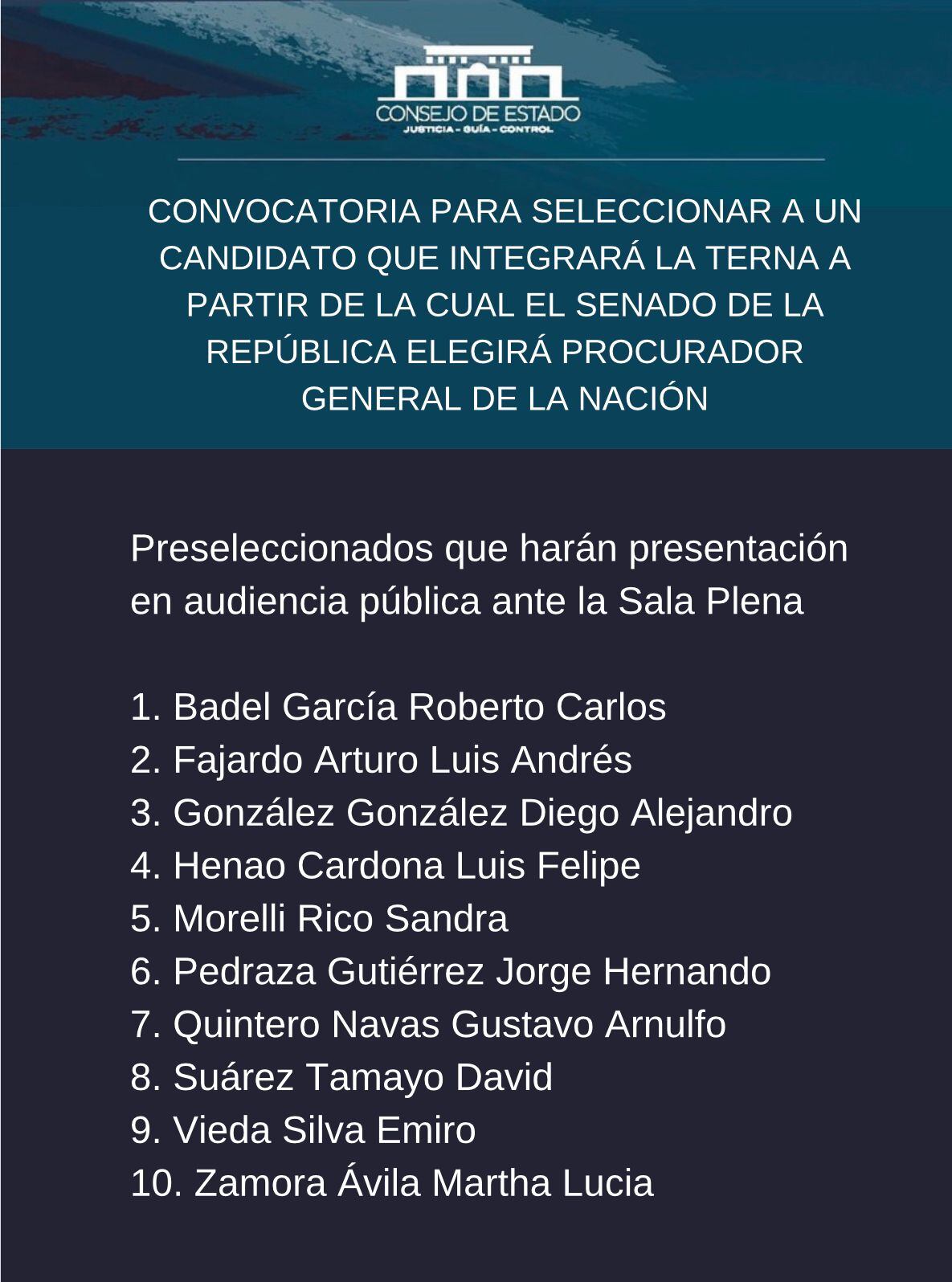 Candidatos del Consejo de Estado para la Procuraduría General