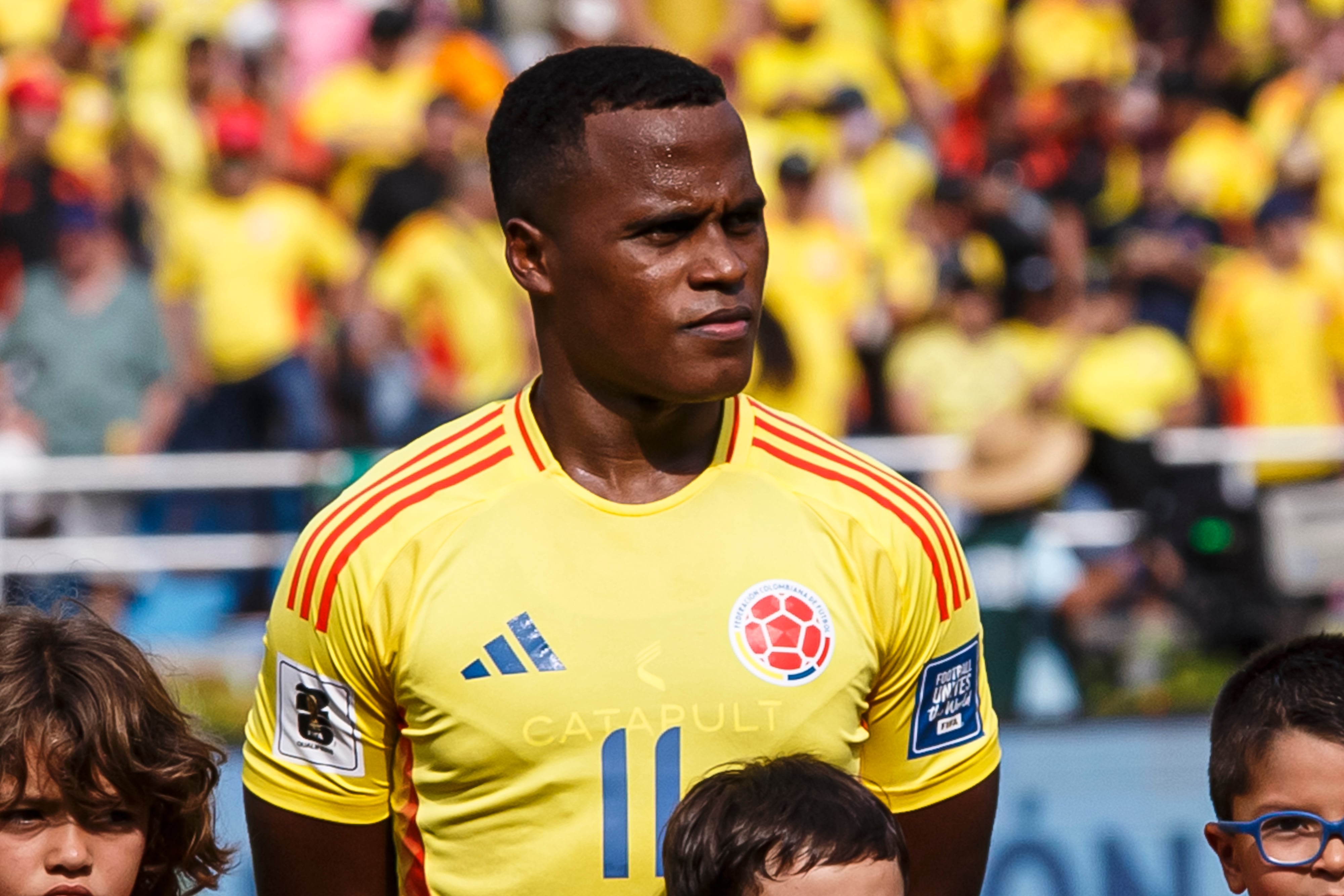 BARRANQUILLA, COLOMBIA - SEPTEMBER 10: Jhon Arias of Colombia getting into the field during to the FIFA World Cup 2026 Qualifier match between Colombia and Argentina at Roberto Melendez Metropolitan Stadium on September 10, 2024 in Barranquilla, Colombia. (Photo by Martín Fonseca/Eurasia Sport Images/Getty Images)
