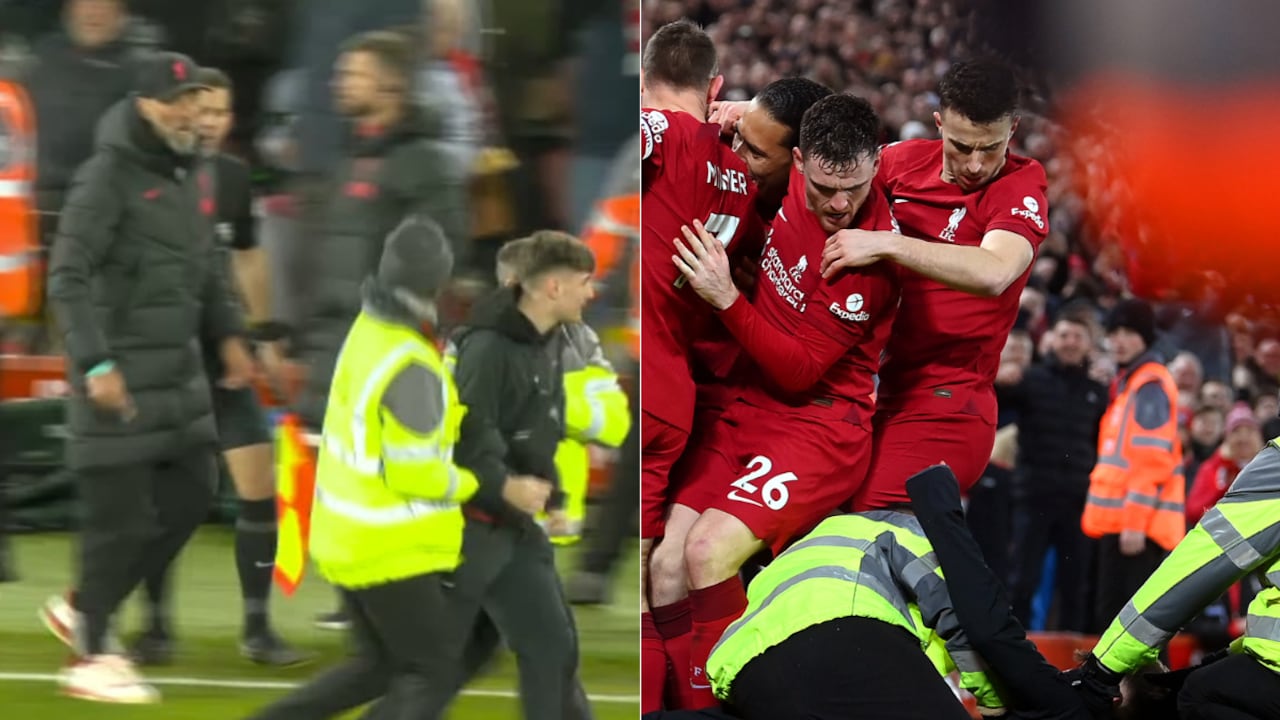 La reacción del técnico del Liverpool tras la agresión de un fanático a un jugador.