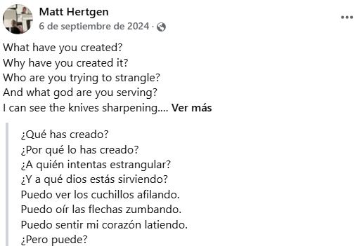 El mensaje fue publicado por el presunto asesino en Facebook