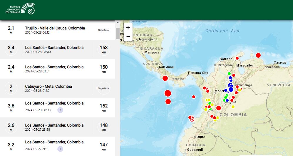 El SGC registra en tiempo real la actividad sísmica en Colombia.