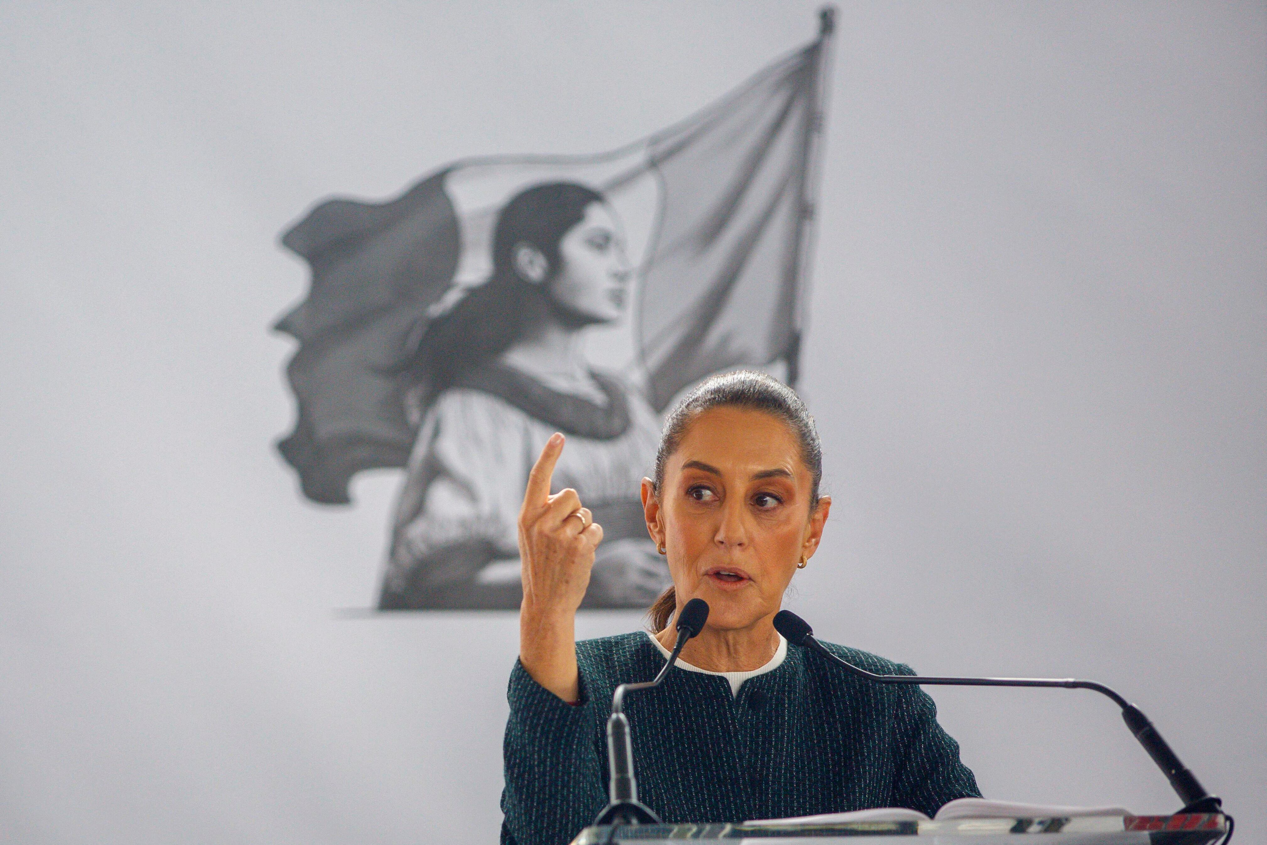 Presidenta de México, Claudia Sheinbaum, durante la inauguración de una unidad de medicina familiar en San Nicolás de los Garza, estado de Nuevo León, México, el 30 de noviembre de 2024.