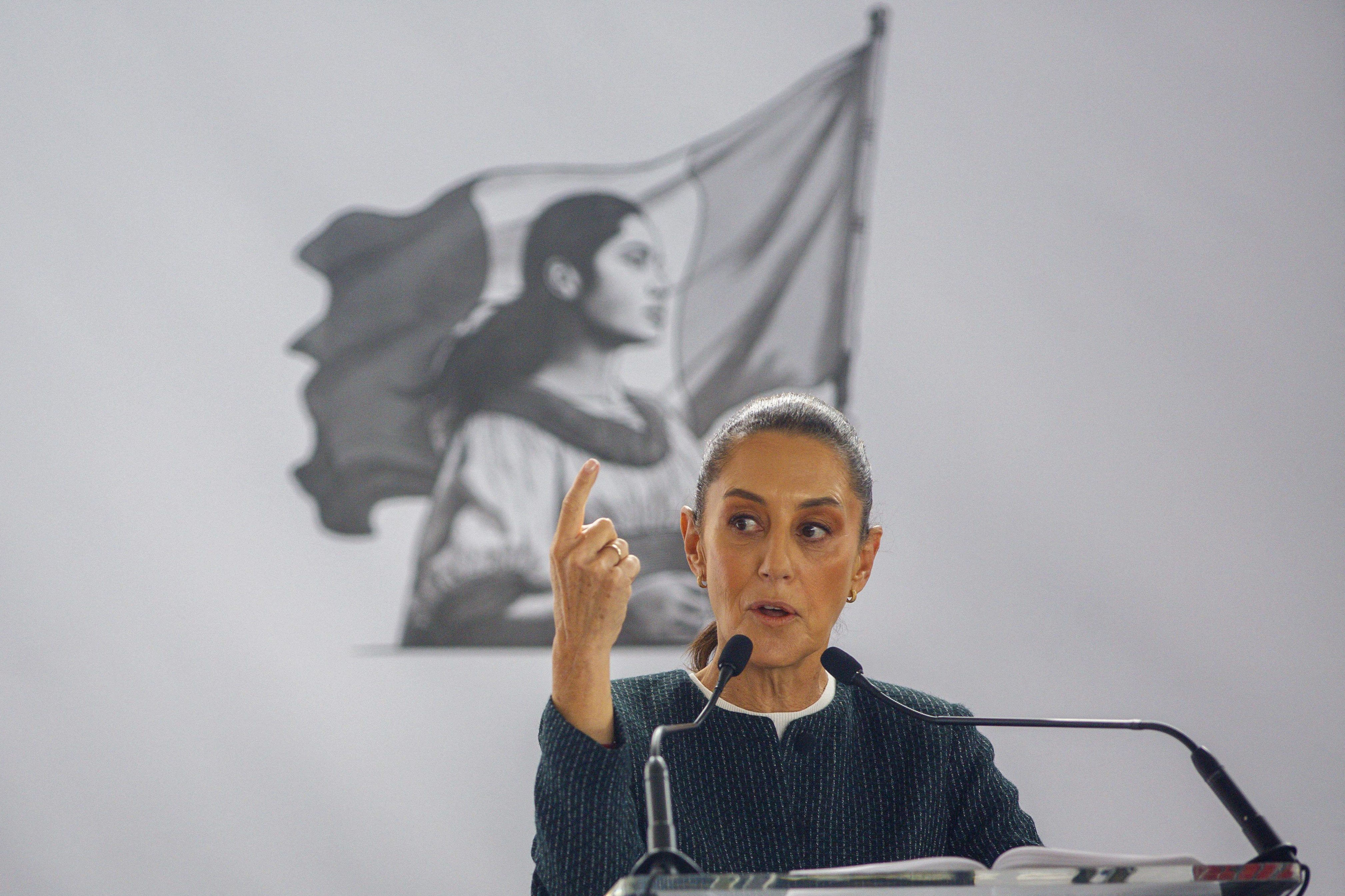 Presidenta de México, Claudia Sheinbaum, durante la inauguración de una unidad de medicina familiar en San Nicolás de los Garza, estado de Nuevo León, México, el 30 de noviembre de 2024.