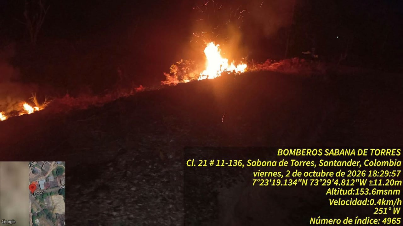 Incendio en Sabana de Torres, Santander.
