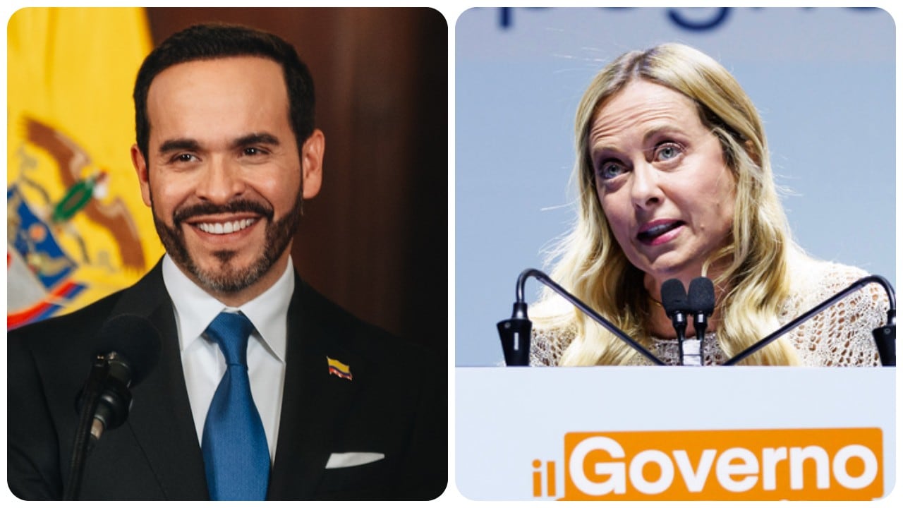 El presidente de Colombia, Abelardo De La Espriella, y la primera ministra de Italia, Giorgia Meloni.
