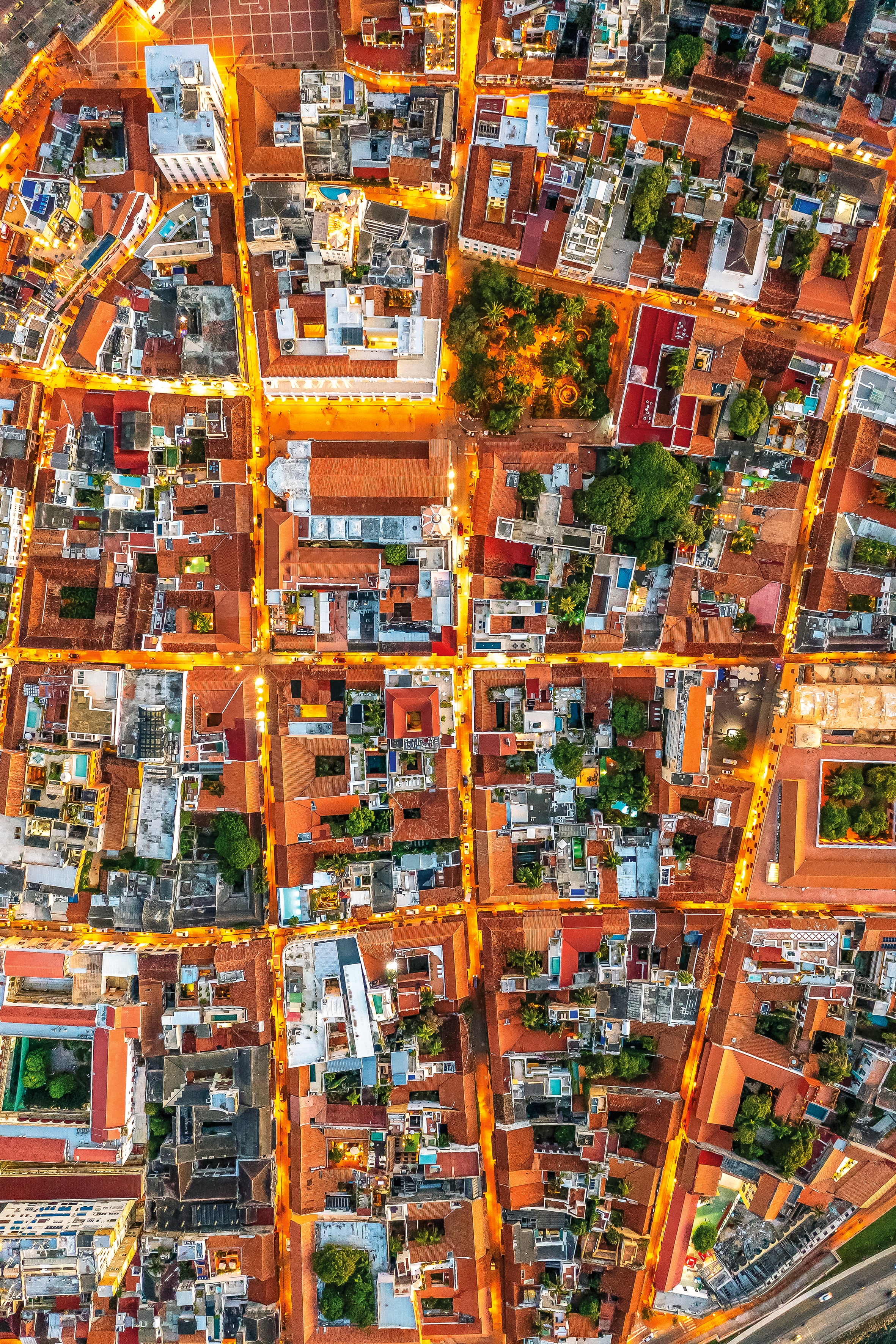 Vista aérea del vibrante barrio de Getsemaní, en Cartagena.