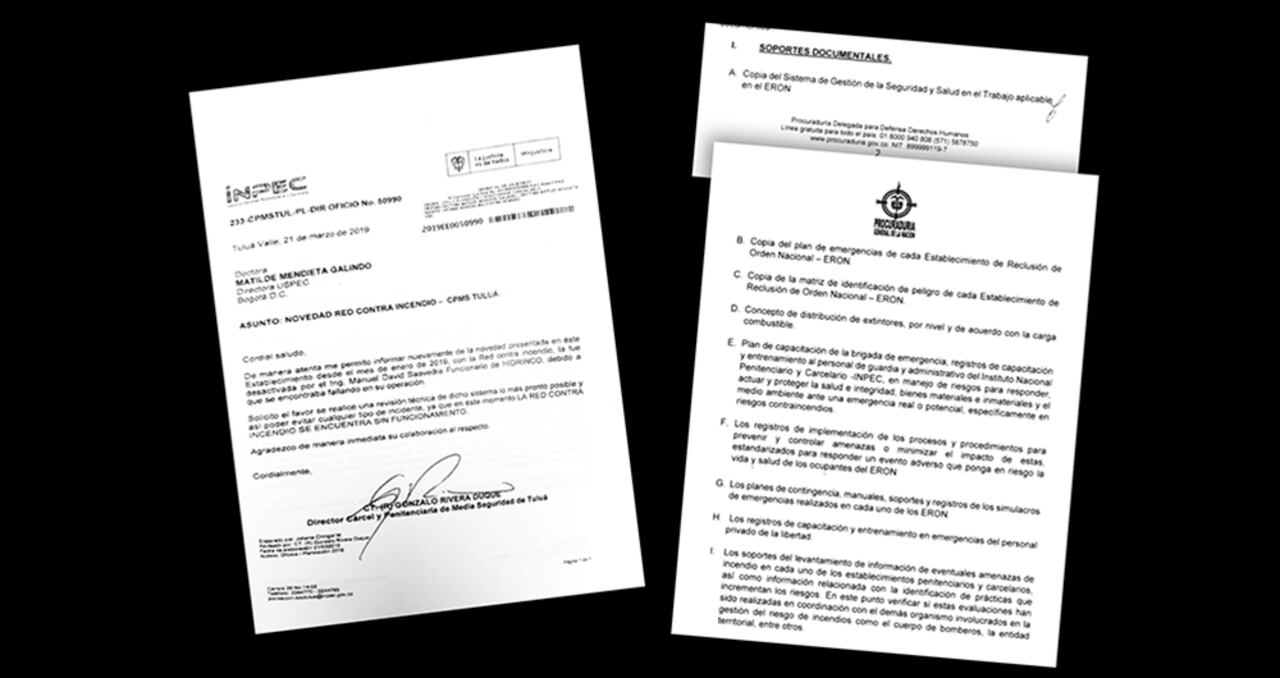 Documentos de 2019 dejan claro que en la cárcel de Tuluá no había mecanismos para enfrentar una emergencia. El diagnóstico posterior de la Procuraduría obligó al cierre inmediato del patio 8.